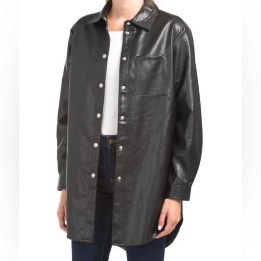 Bagatelle Collection Faux Leather Shacket NEW